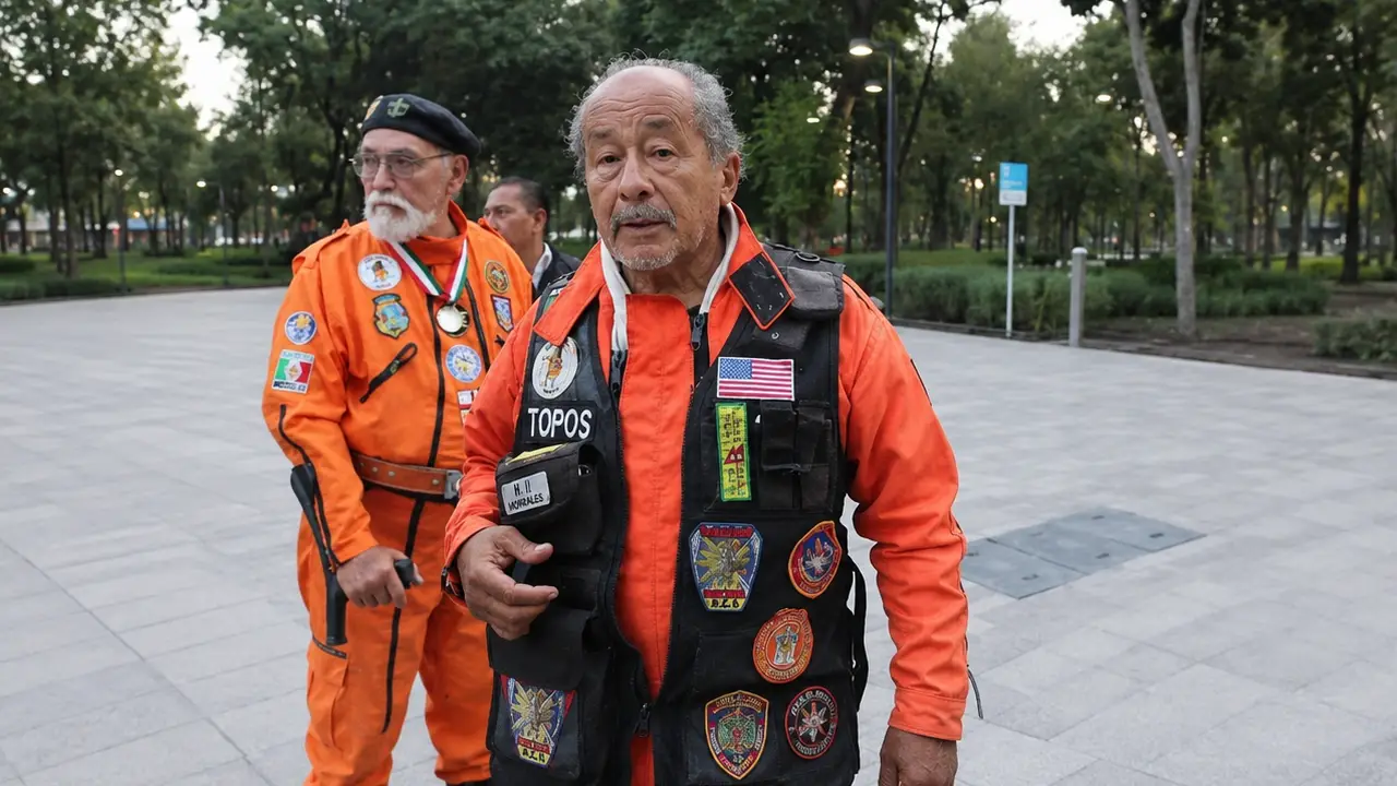 Rescatista mexicano conocido como Topo Mayor durante una emergencia en Venezuela