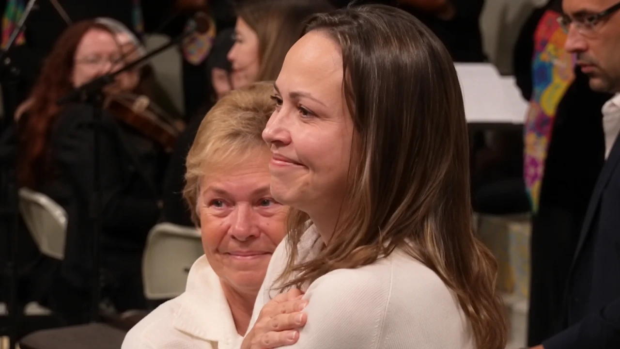 María Corina Machado durante una misa de solidaridad y oración por Venezuela en Ciudad de Panamá
